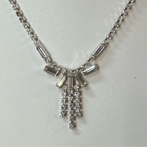 Vintage Rhinestone Bridal Necklace Clear Chain